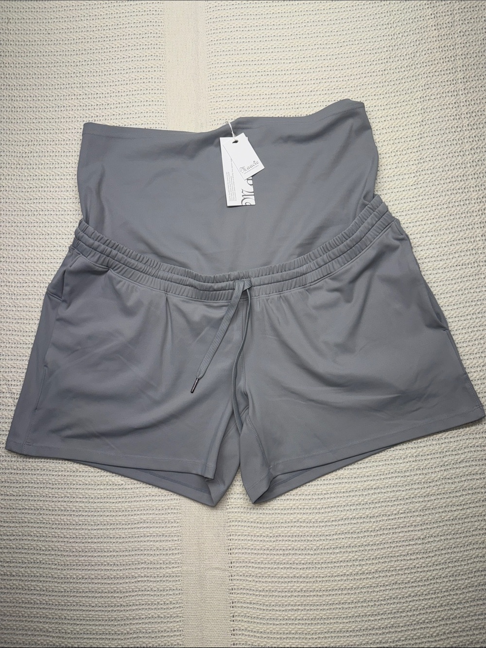 Maternity Maacie Women's Athletic Drawstring Shorts in Gray